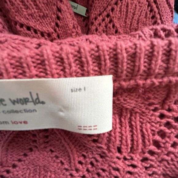 NWT Pink VNeck Sweater Granny Cottage Cozy Core Peace Love World Women’s Sz L - Picture 12 of 12